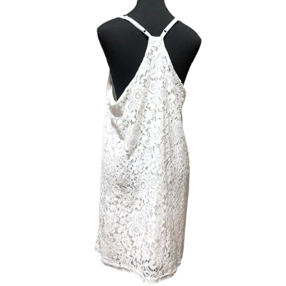 White Lace Lined Slip Dress Lacy Mini Dress Coastal Cowgirl Boho Fairy Size XL - Picture 3 of 13